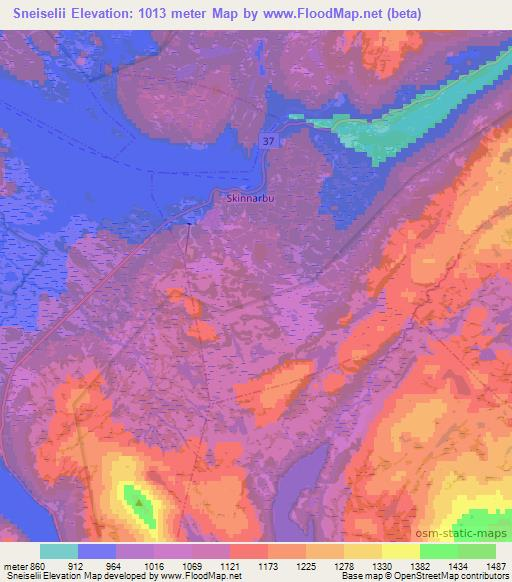 Sneiselii,Norway Elevation Map