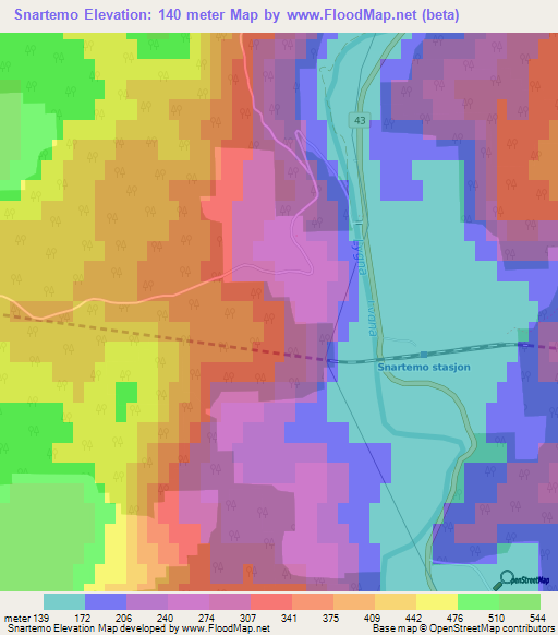 Snartemo,Norway Elevation Map