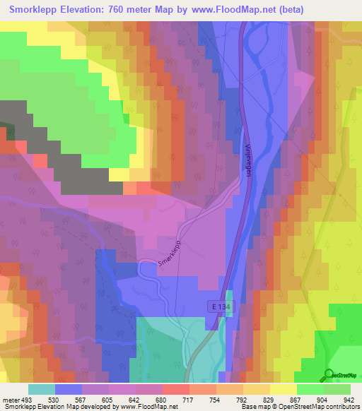 Smorklepp,Norway Elevation Map