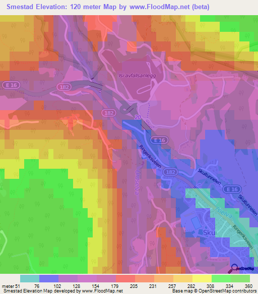 Smestad,Norway Elevation Map