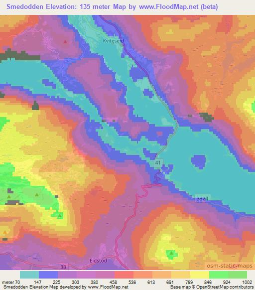 Smedodden,Norway Elevation Map