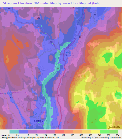 Skreppen,Norway Elevation Map