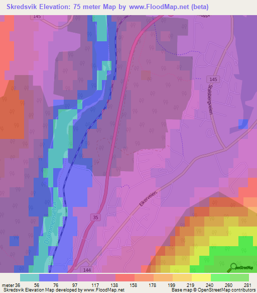 Skredsvik,Norway Elevation Map