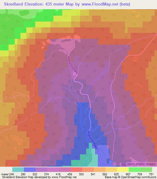 Skredland,Norway Elevation Map