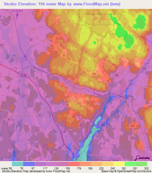 Skotbu,Norway Elevation Map