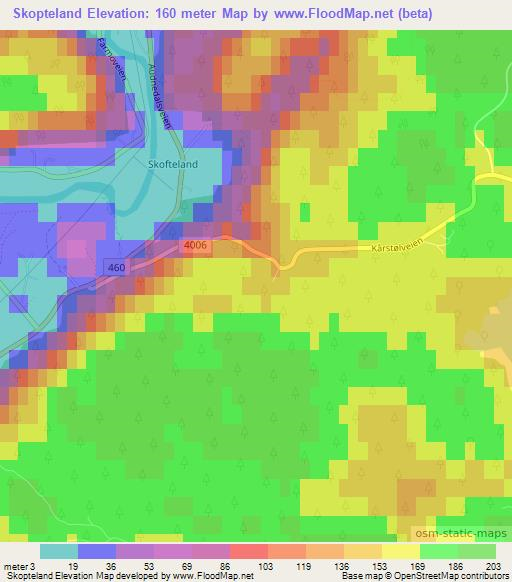 Skopteland,Norway Elevation Map