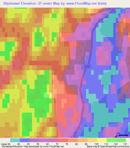 Skjulestad,Norway Elevation Map