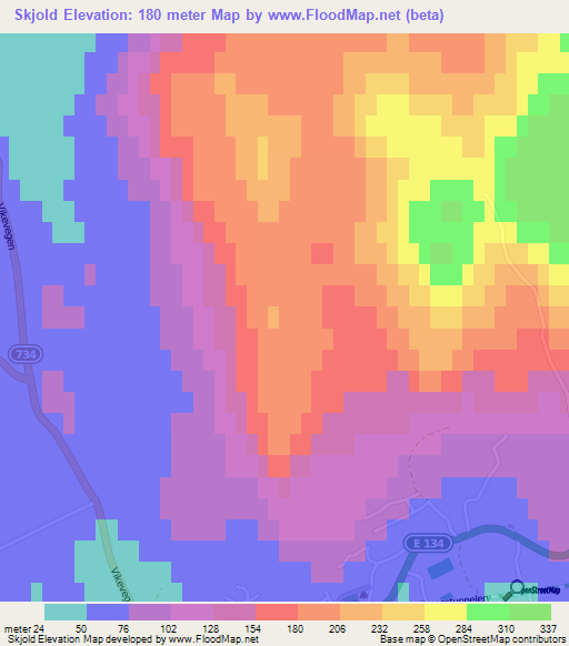 Skjold,Norway Elevation Map