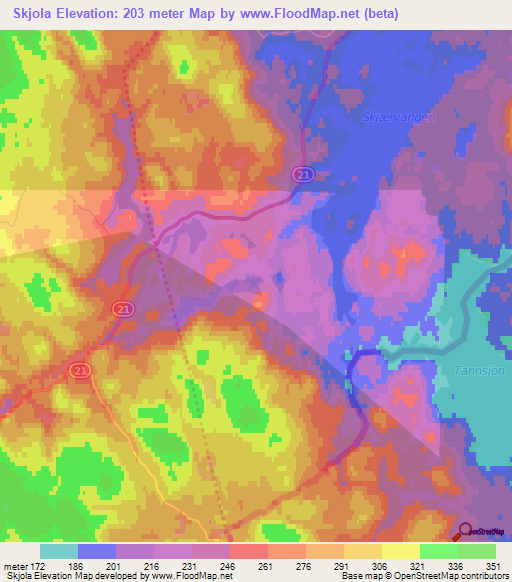 Skjola,Norway Elevation Map