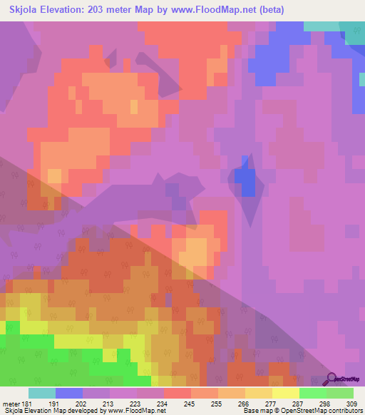 Skjola,Norway Elevation Map