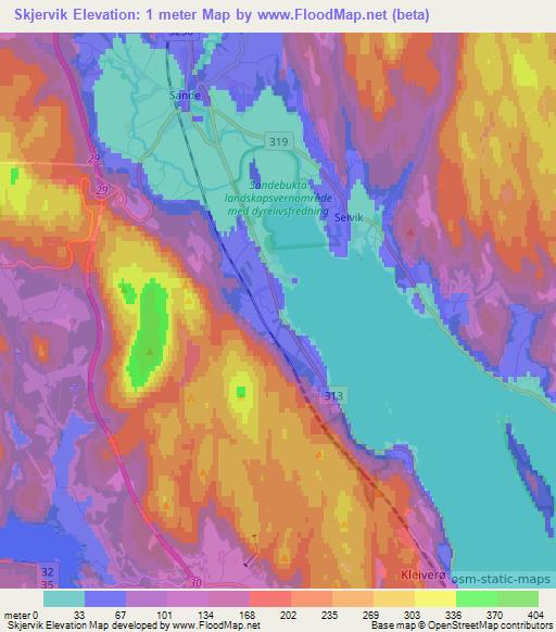 Skjervik,Norway Elevation Map
