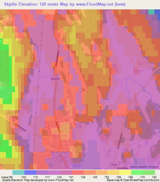 Skjelle,Norway Elevation Map