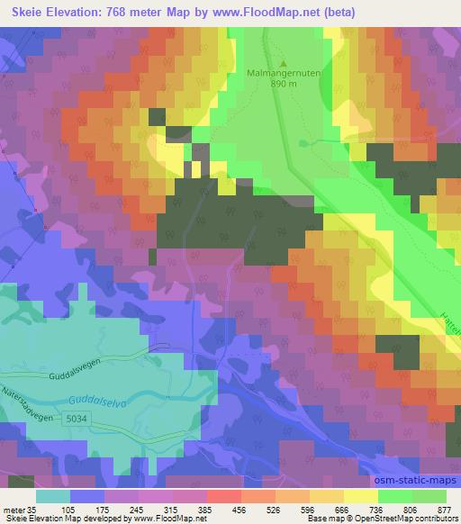 Skeie,Norway Elevation Map