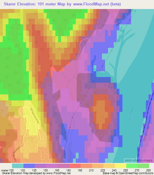 Skarer,Norway Elevation Map