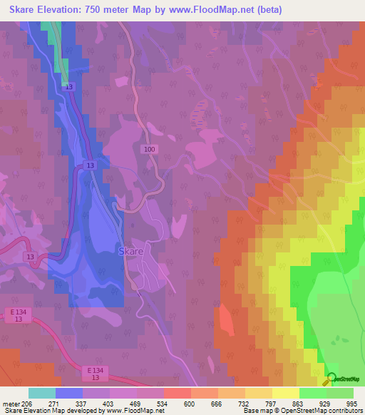 Skare,Norway Elevation Map