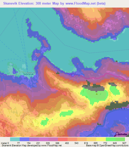 Skanevik,Norway Elevation Map