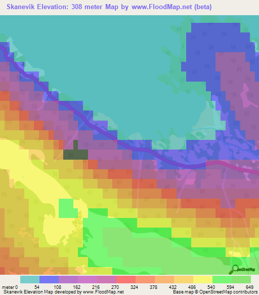 Skanevik,Norway Elevation Map