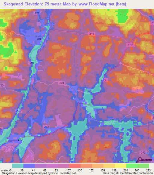 Skagestad,Norway Elevation Map