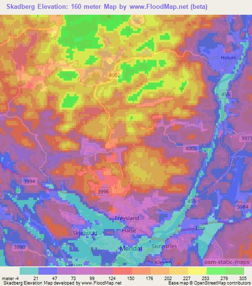 Skadberg,Norway Elevation Map