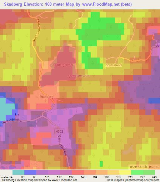 Skadberg,Norway Elevation Map