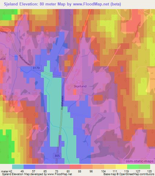 Sjeland,Norway Elevation Map
