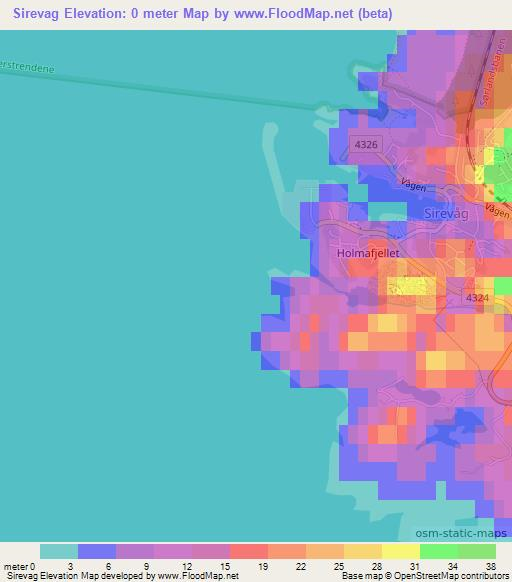 Sirevag,Norway Elevation Map