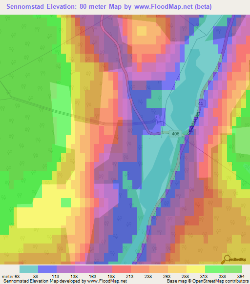 Sennomstad,Norway Elevation Map