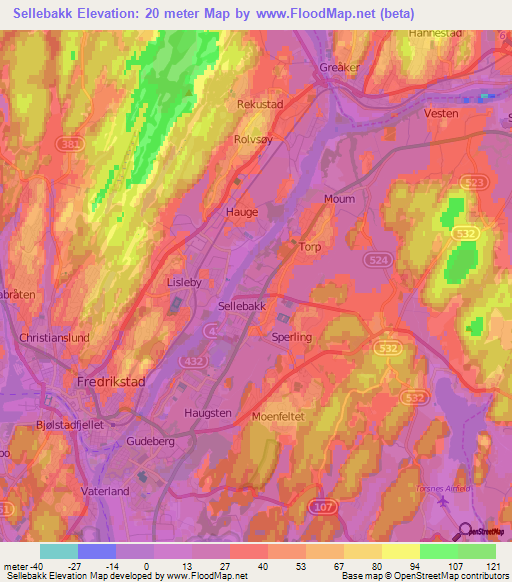 Sellebakk,Norway Elevation Map