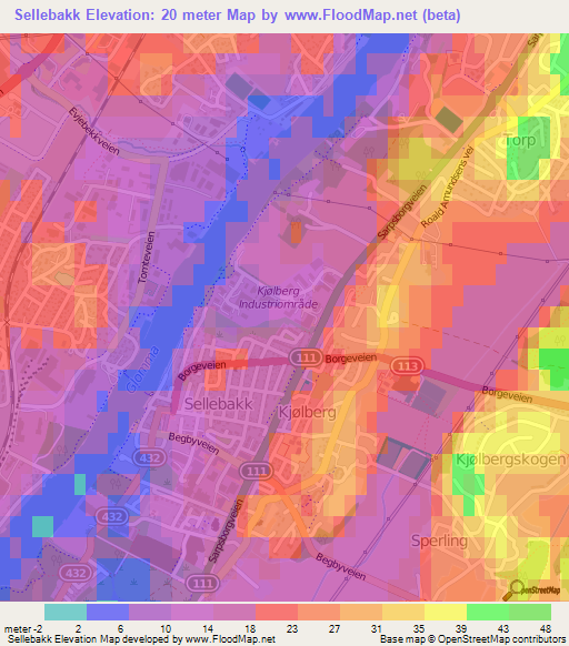 Sellebakk,Norway Elevation Map