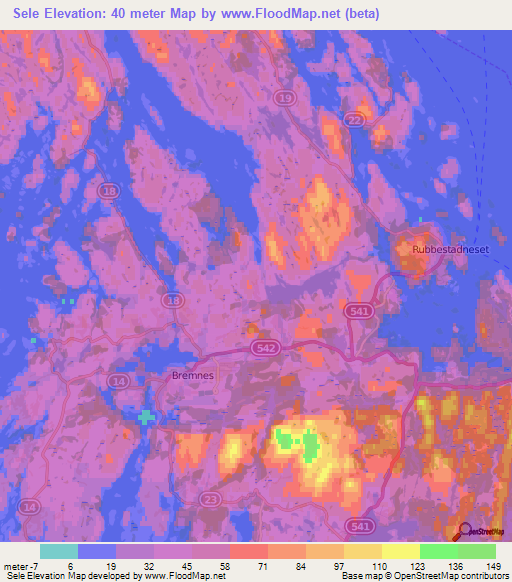 Sele,Norway Elevation Map