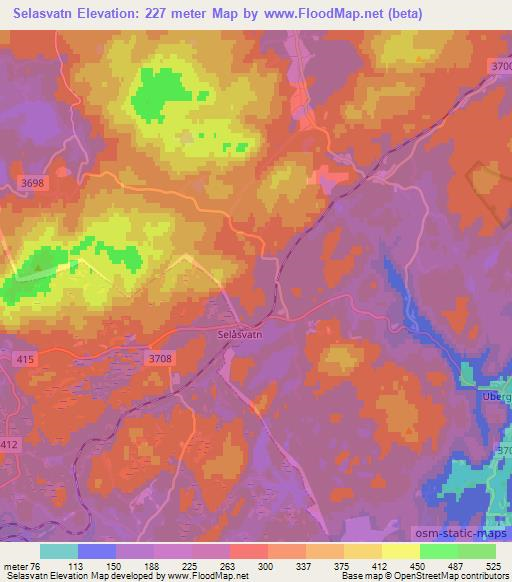 Selasvatn,Norway Elevation Map