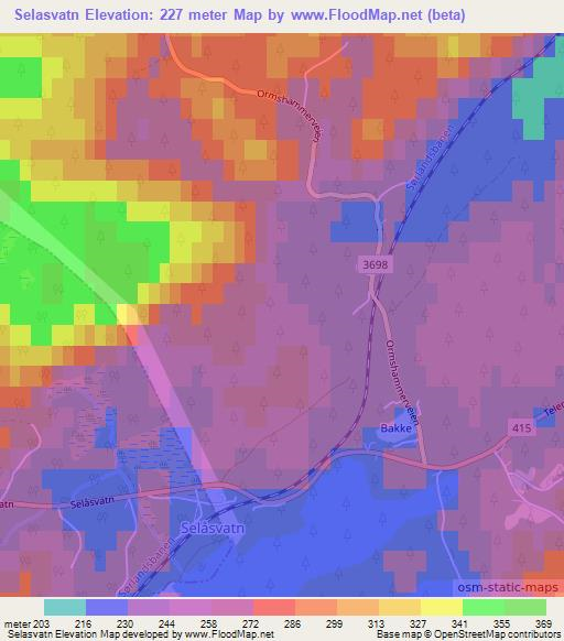Selasvatn,Norway Elevation Map