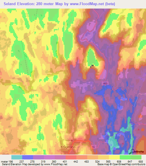 Seland,Norway Elevation Map