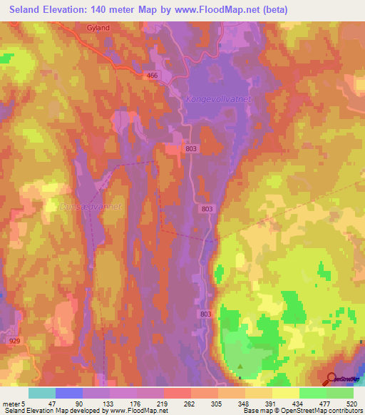 Seland,Norway Elevation Map
