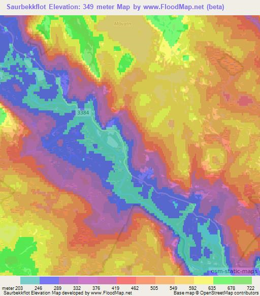 Saurbekkflot,Norway Elevation Map