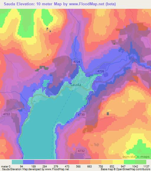 Sauda,Norway Elevation Map