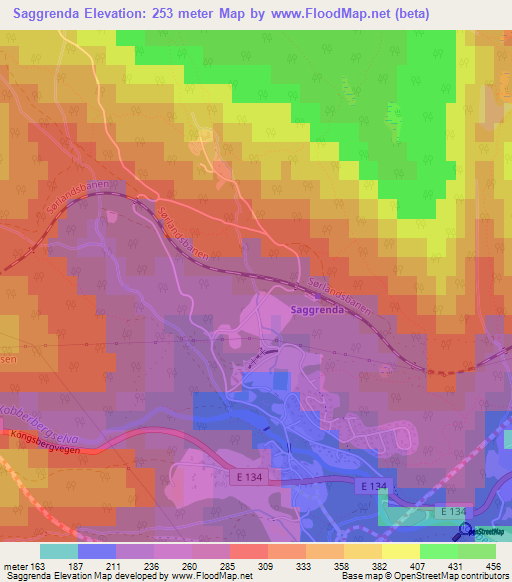 Saggrenda,Norway Elevation Map
