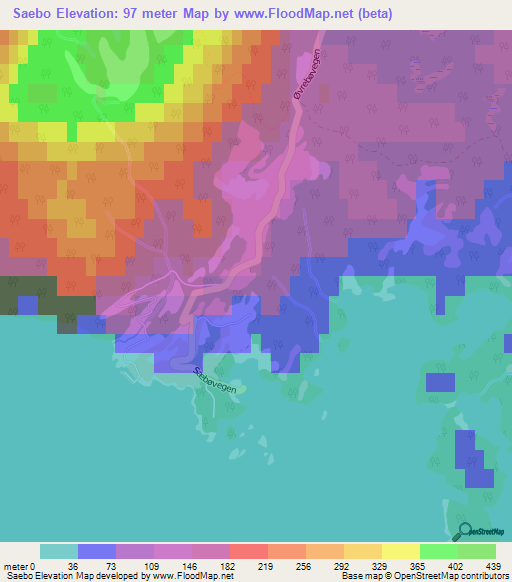 Saebo,Norway Elevation Map