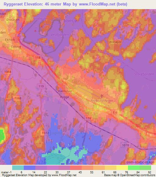 Ryggeraet,Norway Elevation Map