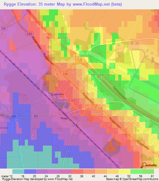 Rygge,Norway Elevation Map