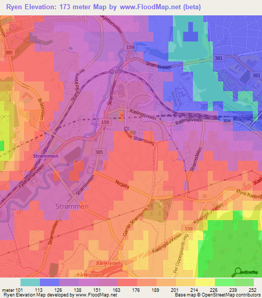 Ryen,Norway Elevation Map