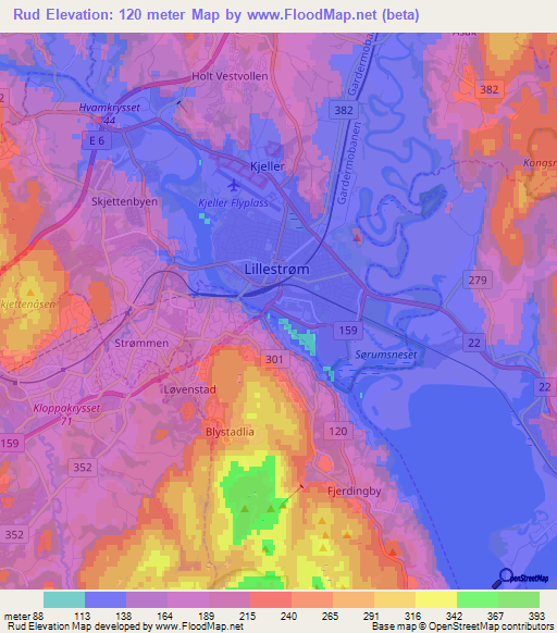 Rud,Norway Elevation Map