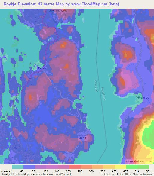 Roykje,Norway Elevation Map