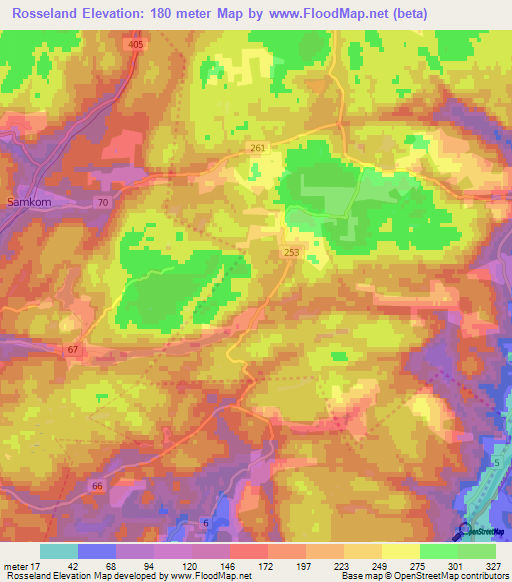 Rosseland,Norway Elevation Map