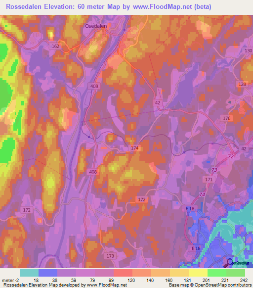 Rossedalen,Norway Elevation Map