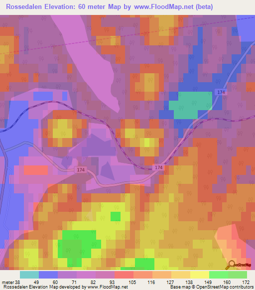 Rossedalen,Norway Elevation Map