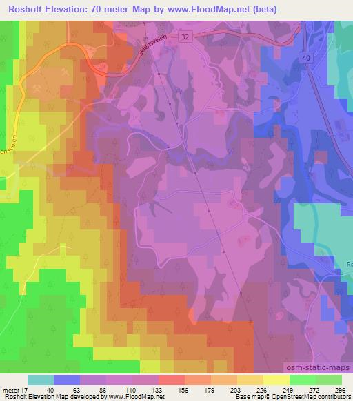 Rosholt,Norway Elevation Map