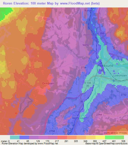 Roren,Norway Elevation Map