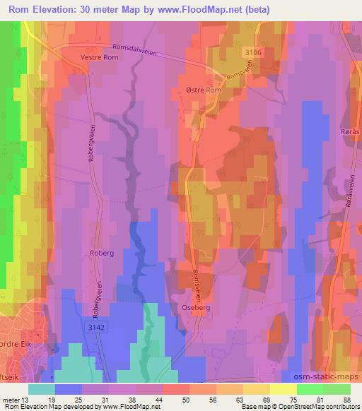 Rom,Norway Elevation Map