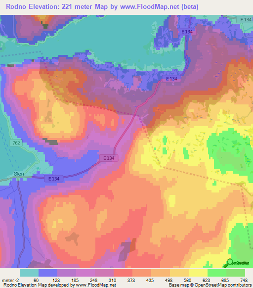 Rodno,Norway Elevation Map